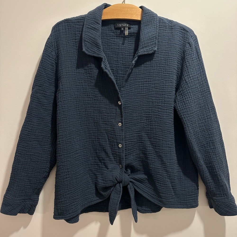 1.State Anthropologie Cotton Gauze Button-down - Picture 2 of 5